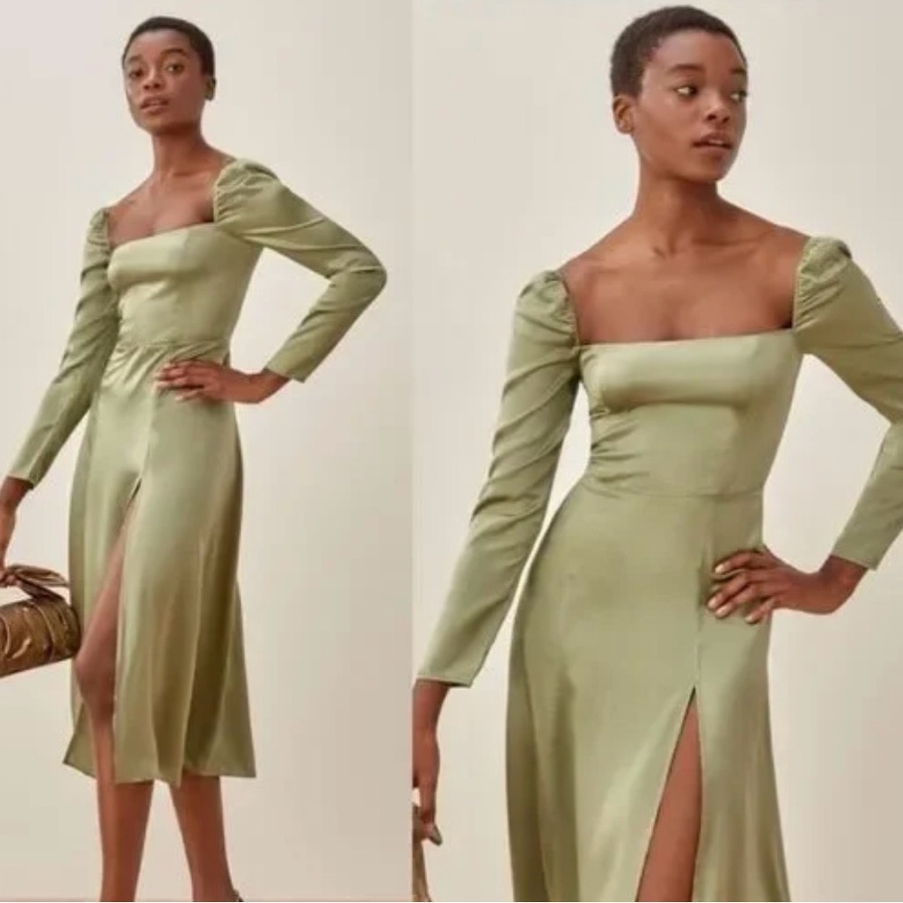 Reformation Maryanne Silk Long Sleeve Dress